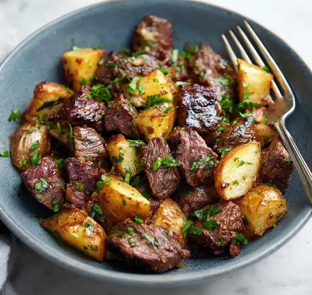 Garlic Butter Steak Bites and Potatoes Recipe