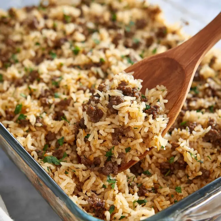 French Onion Ground Beef and Rice Casserole Recipe
