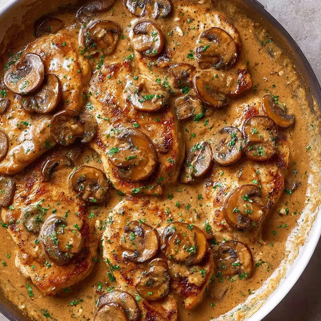 Creamy Garlic Mushroom Chicken Thighs Recipe - Recipe Image