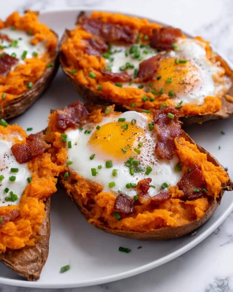 Breakfast Stuffed Sweet Potato with Bacon, Cheddar, and Egg Recipe