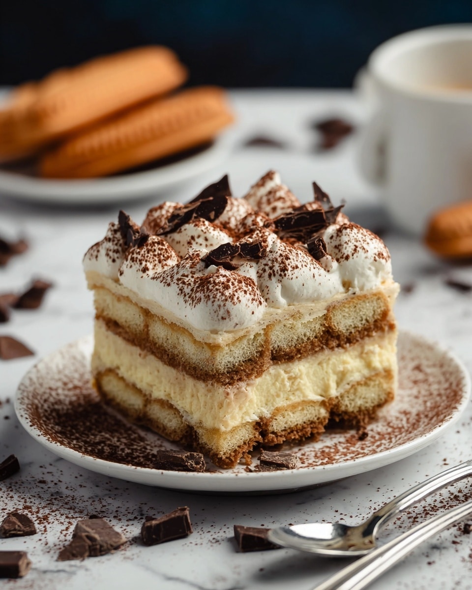 A large white baking dish filled with a dessert topped with many small swirls of light brown and tan cream, arranged closely in rows to cover the surface completely. The cream swirls have a soft, fluffy texture with a dusting of cocoa powder on top. Scattered dark chocolate curls add a rich, textured layer over the cream, creating contrast with their smooth, curled shapes and deep brown color. Around the dish, extra chocolate pieces, a bowl of light brown sugar, and a few dark spoons sit on a dark blue textured surface, with a small pumpkin partly visible at the edges. photo taken with an iphone --ar 4:5 --v 7