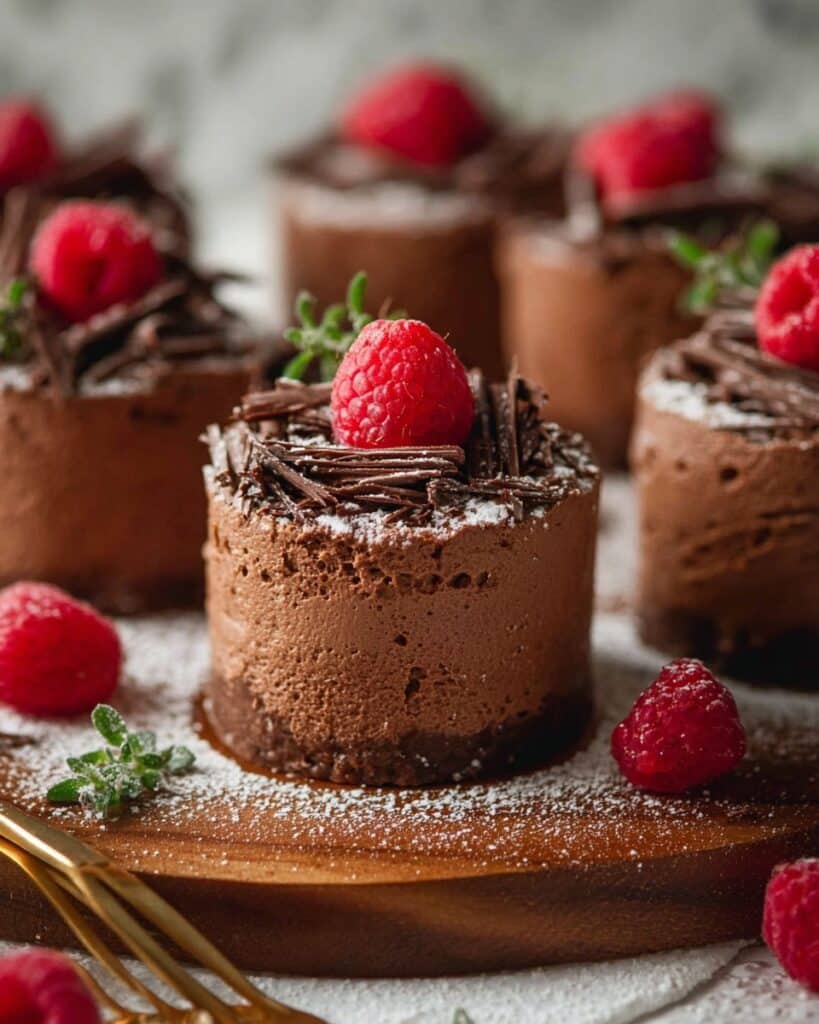 Mini Chocolate Cakes with Rich Cocoa Buttercream and Raspberry Garnish Recipe