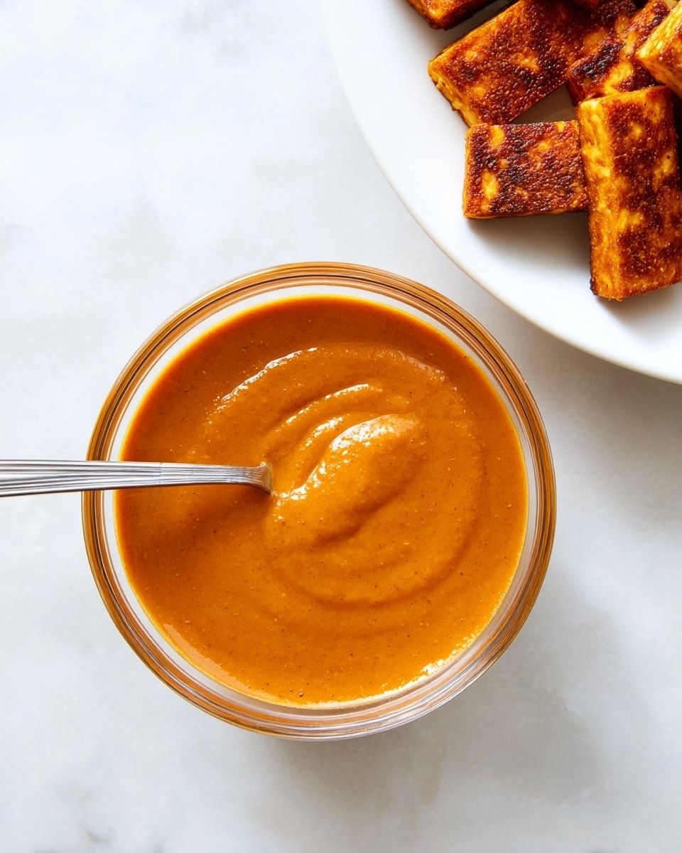 The image shows two clear glass bowls on a white marbled surface, each with a whisk inside. The top bowl contains a thick, slightly chunky sauce with a reddish-brown color, partially mixed with a lighter liquid around the edges. The whisk is coated with the sauce, and the texture looks uneven as it is being stirred. The bottom bowl has a smooth, well-mixed sauce that is a uniform orange-brown color, glossy in texture, with the whisk resting and lightly covered in the sauce. photo taken with an iphone --ar 4:5 --v 7