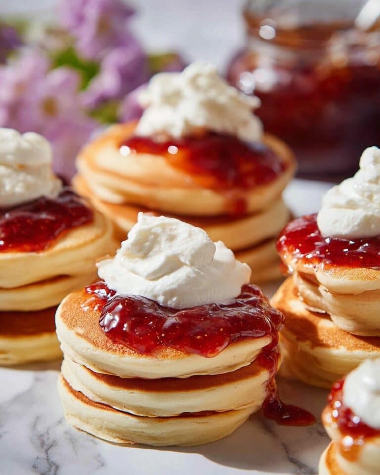 Pikelets with Strawberry Jam and Whipped Cream Recipe