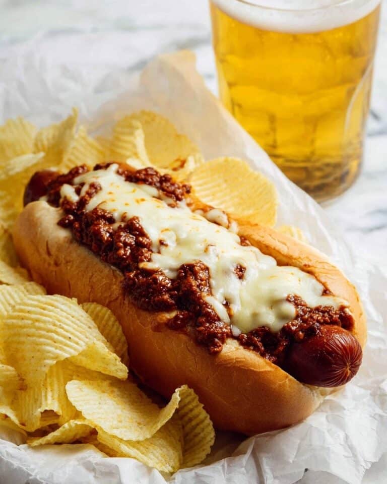 Homemade Chili Dogs with Spicy Beef Chili and Melted Cheese Recipe