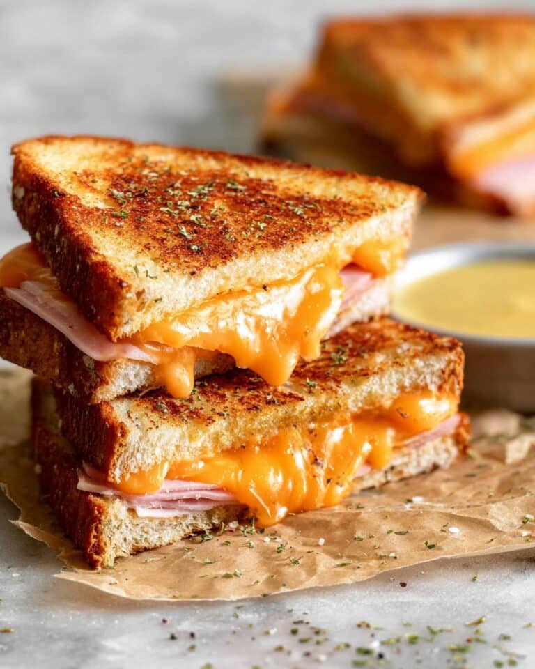 Grilled Ham and Cheese Sandwich with Honey Mustard Sauce Recipe