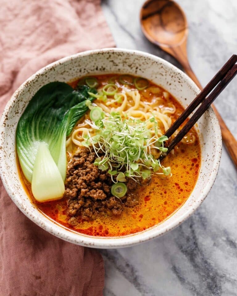 Tantanmen Ramen with Spicy Pork Mince and Sesame Soy Broth Recipe