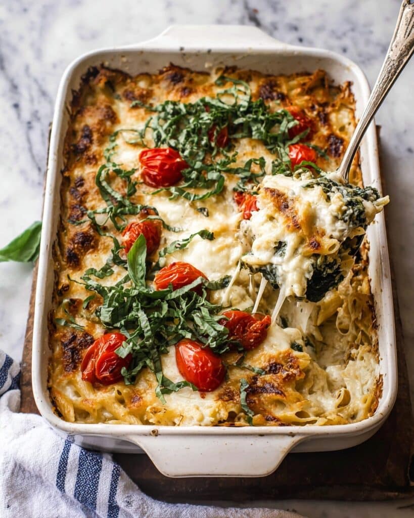 Easiest One Pan Caprese Pesto Orzo Bake Recipe