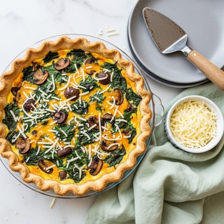 Spinach and Mushroom Cheese Quiche Recipe