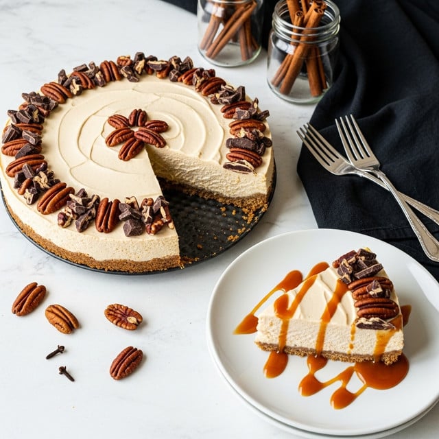 Pumpkin Cheesecake with Bourbon & Sea Salt Caramel Recipe