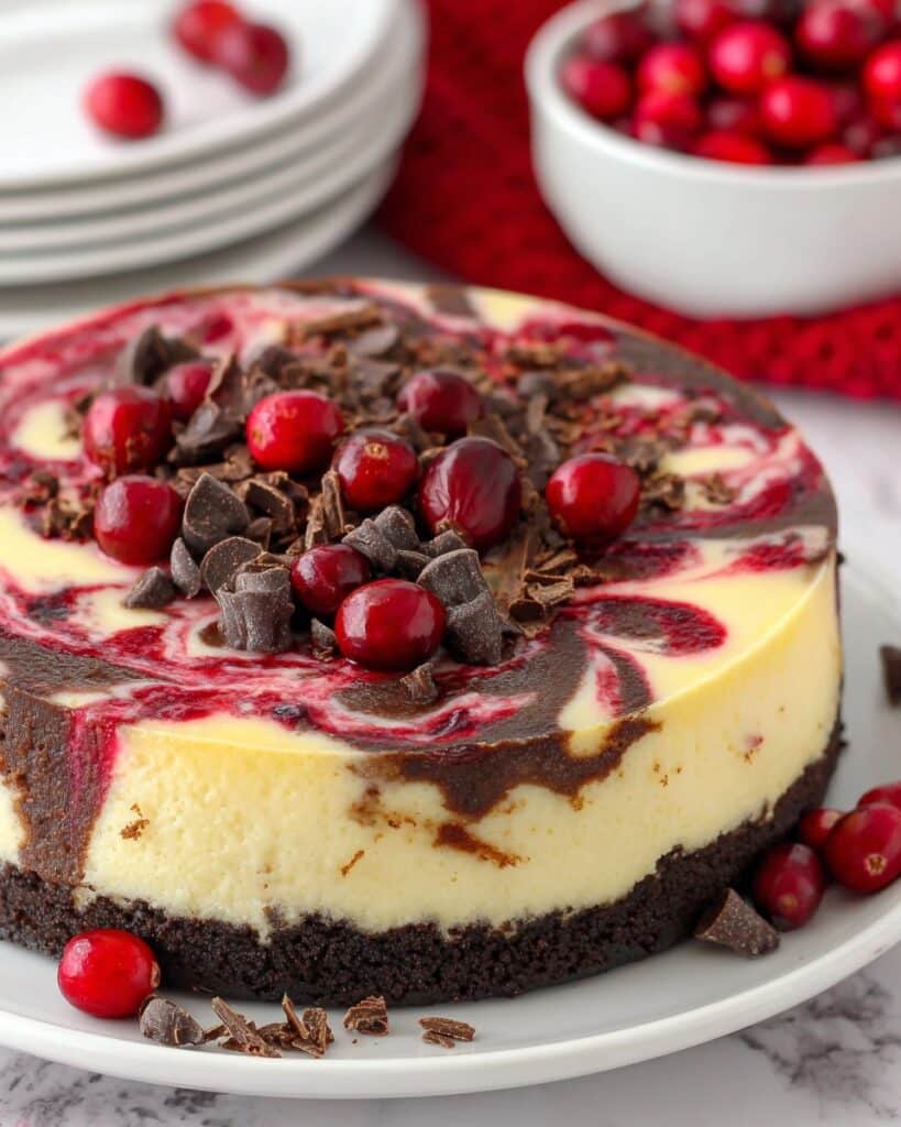 Cranberry Fudge Swirl Cheesecake Recipe