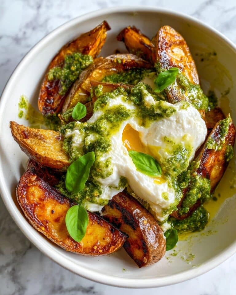 Roasted Fingerling Potatoes with Sunflower Seed Basil Pesto and Burrata Recipe