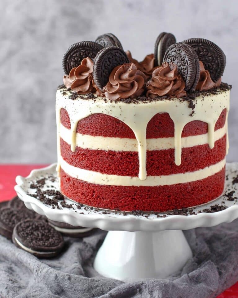 Oreo Cookie Dough Red Velvet Blondie Layer Cake Recipe