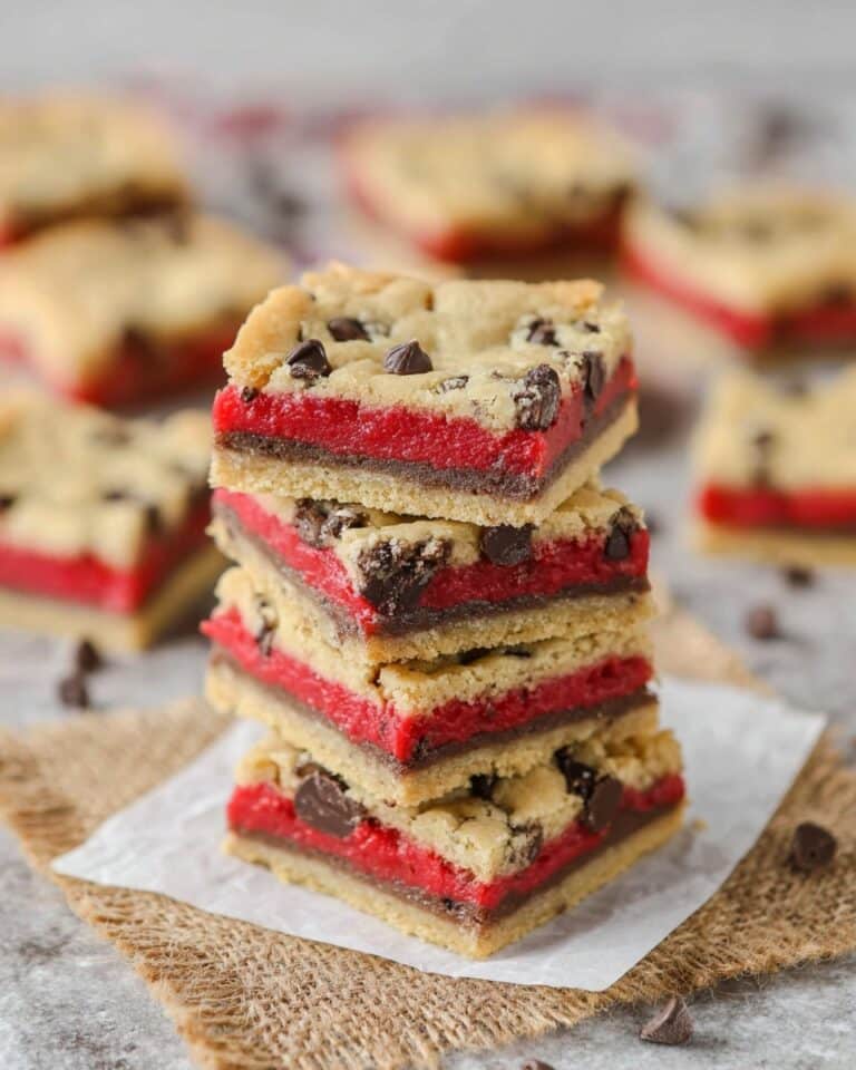 Red Velvet Cheesecake Chocolate Chip Cookie Bars Recipe