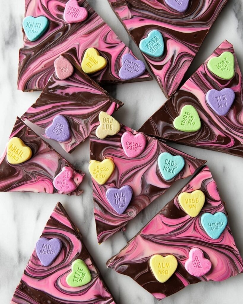 Conversation Heart Chocolate Bark Recipe