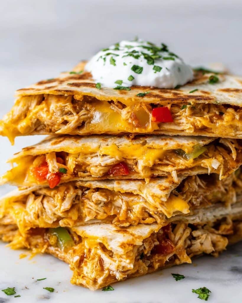 Chicken and Vegetable Quesadilla with Pepper Jack and Cheddar Recipe