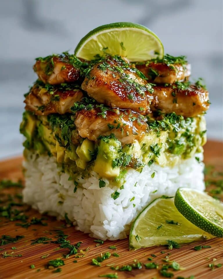 Honey Lime Chicken and Avocado Rice Stack Recipe