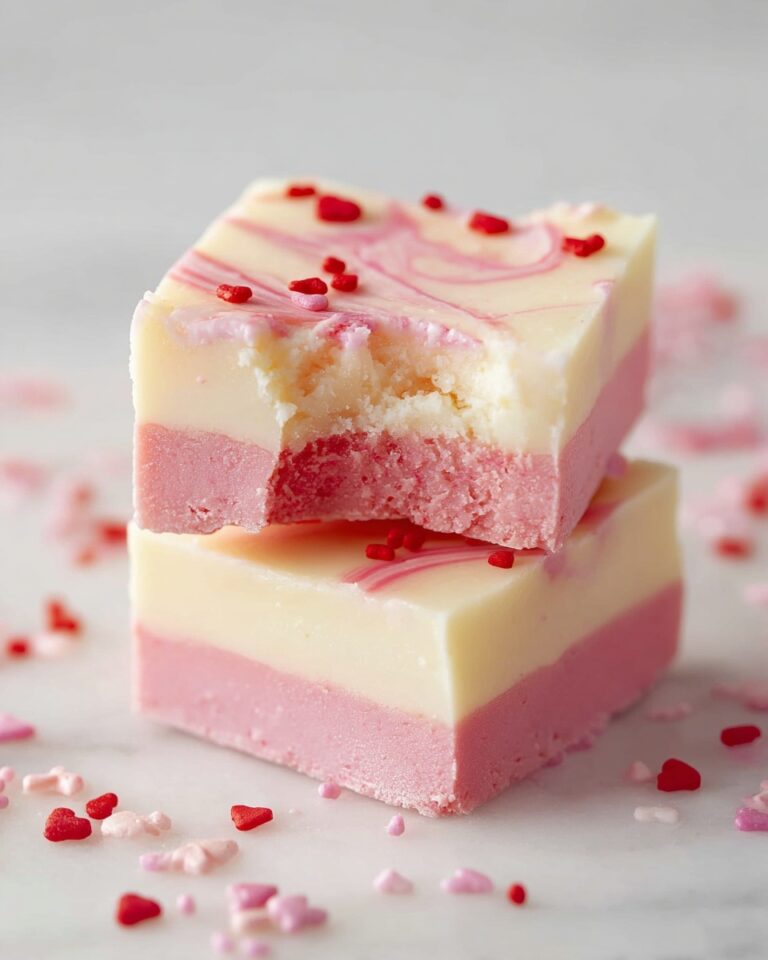 White Chocolate Pink Swirl Fudge with Heart Sprinkles Recipe
