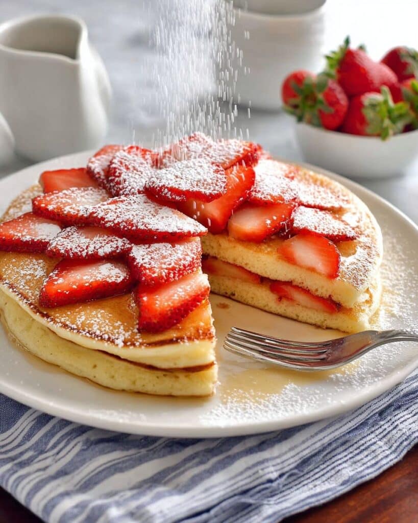Giant Pancakes with Strawberries and Golden Syrup Recipe